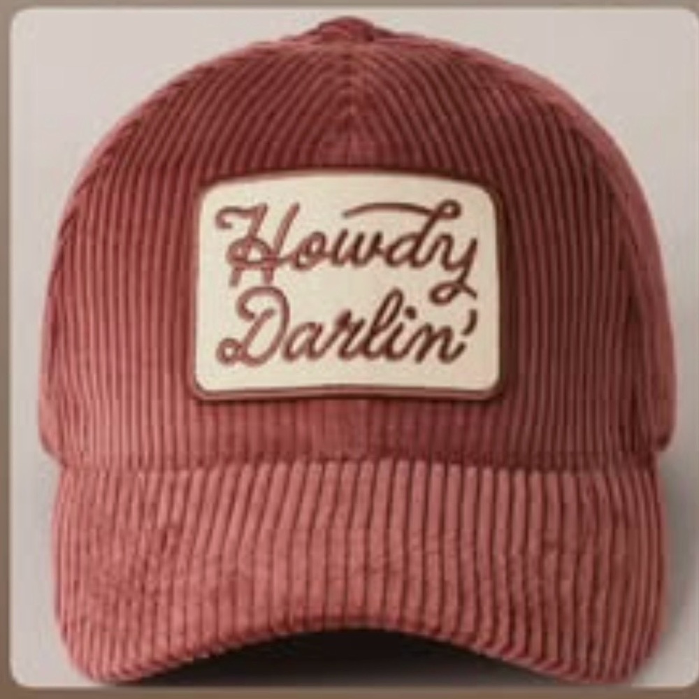 Burgandy Corduroy 'Howdy Darlin'' Cap